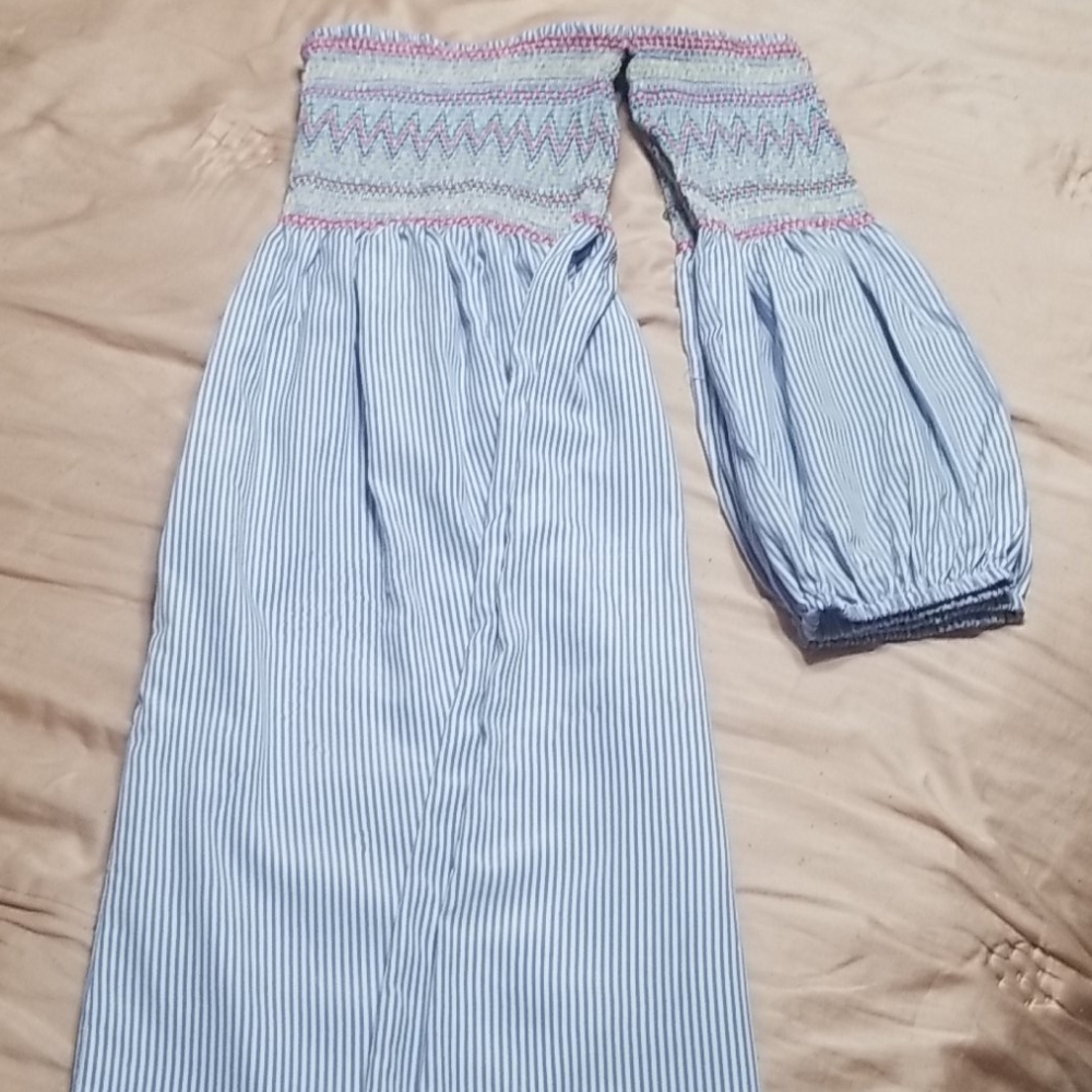 Smocked Tube with sleeves knee length dress